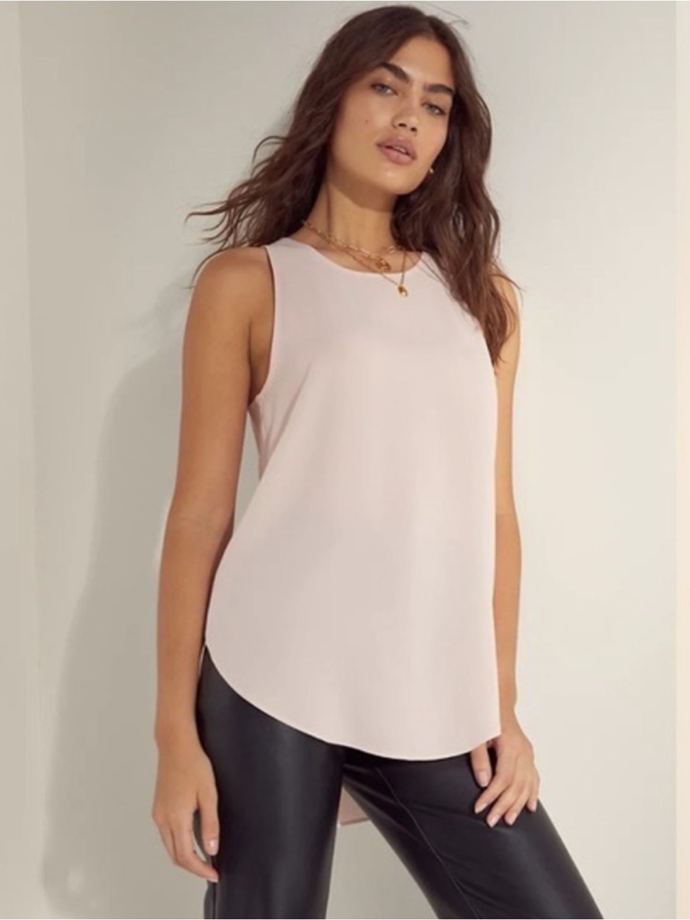 🌼🌸 Aritzia Wilfred Sevres Blouse Cream Silk Trim Sleeveless M/L Minimalist
